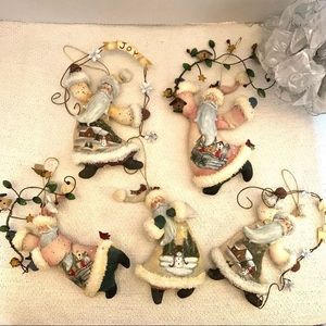 Folk art canvas Santa ornaments (5)